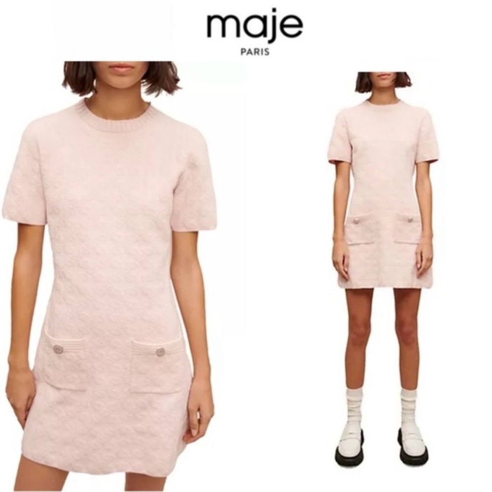 Maje Riviere Logo Knit Mini Dress 38